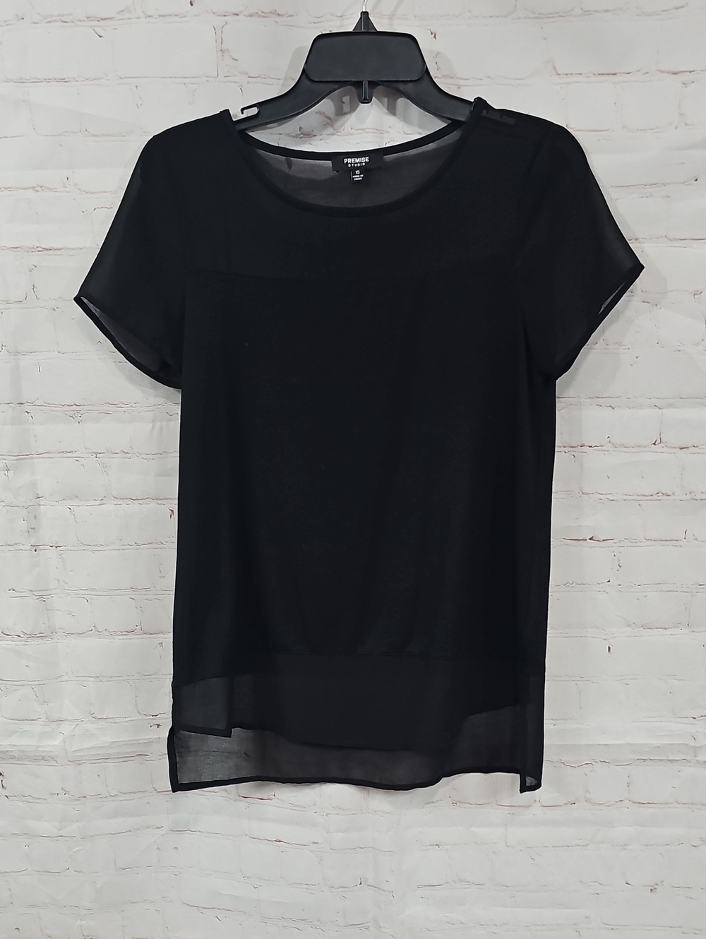 Premise Black Sheer Short Sleeve Overlay Top